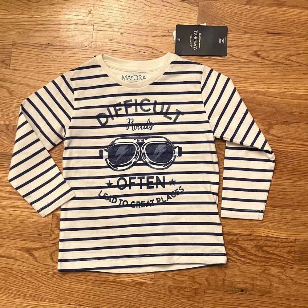 NWT Mayoral 3T Kids Long Sleeve Tee - Navy and White
